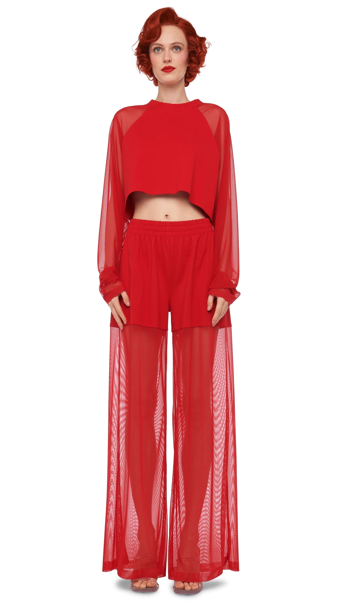 BF ELEPHANT SWEATPANT W/ MESH Tiger Red | Norma Kamali Women