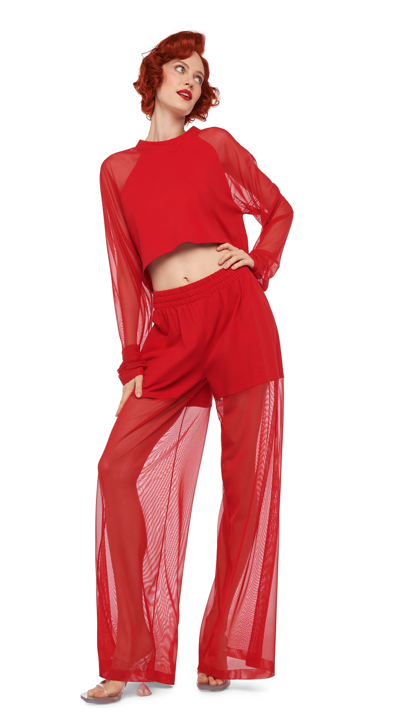 BF ELEPHANT SWEATPANT W/ MESH Tiger Red | Norma Kamali Women