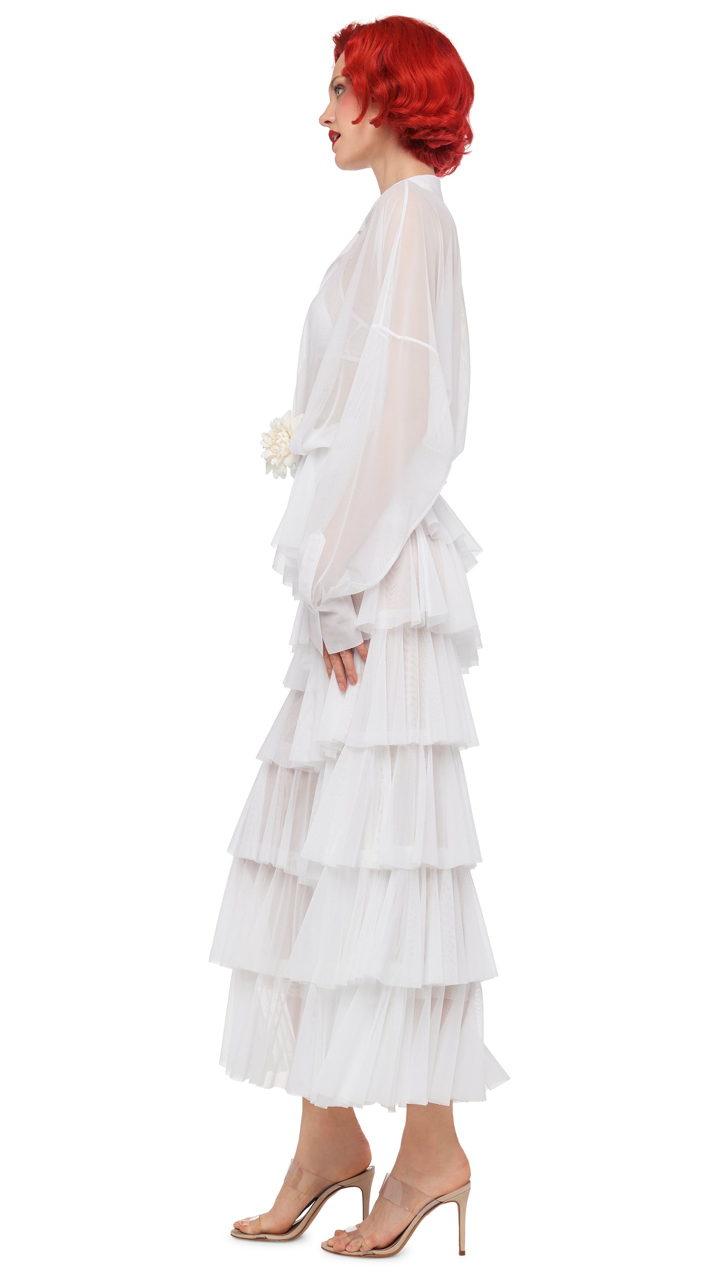 SUPER WIDE LEG RUFFLE PANT Snow White | Norma Kamali Women