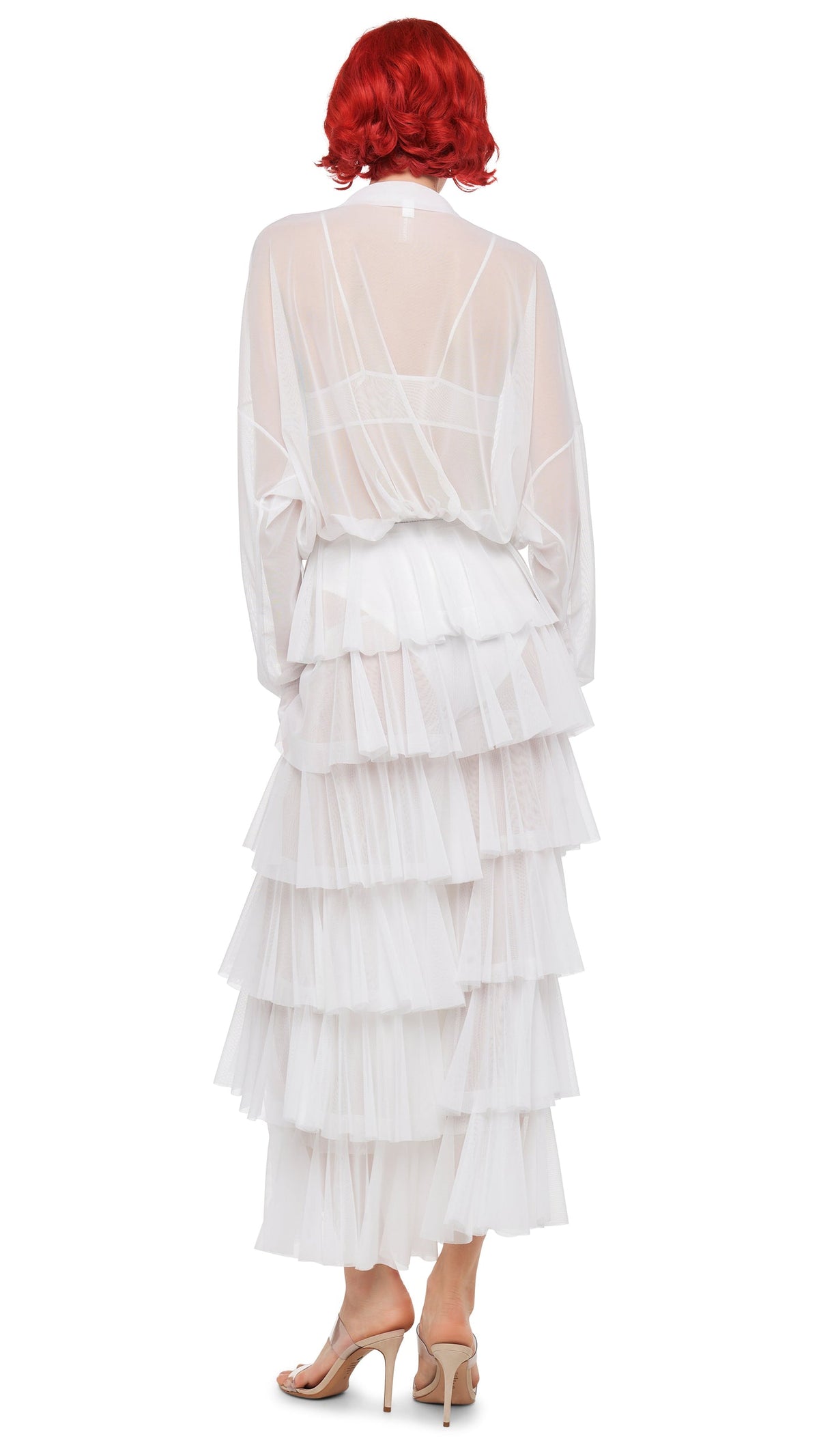 SUPER WIDE LEG RUFFLE PANT Snow White | Norma Kamali Women