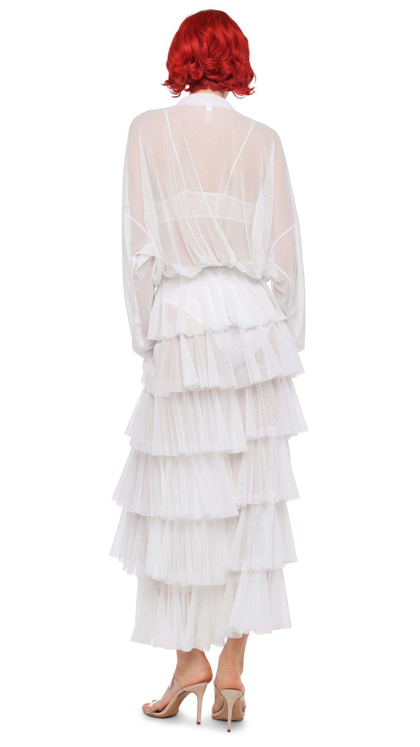 SUPER WIDE LEG RUFFLE PANT Snow White | Norma Kamali Women