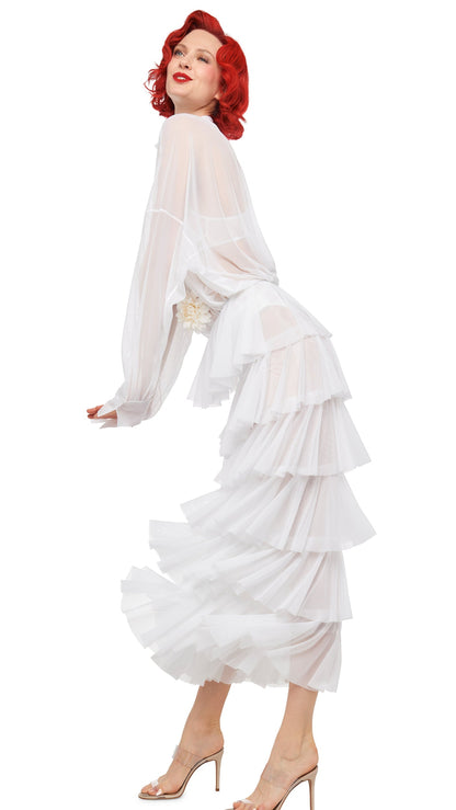 SUPER WIDE LEG RUFFLE PANT Snow White | Norma Kamali Women
