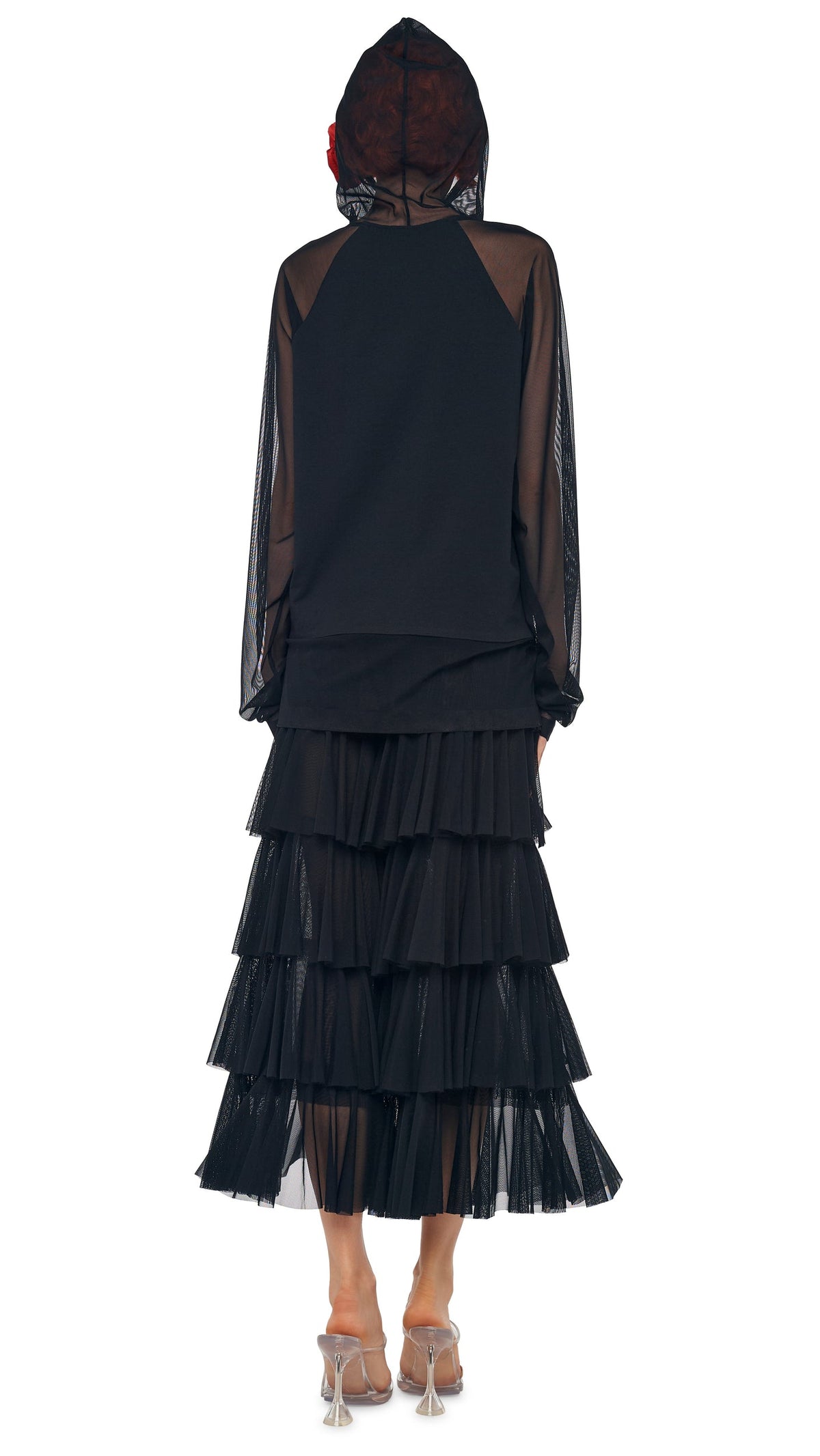 SUPER WIDE LEG RUFFLE PANT Black | Norma Kamali Women