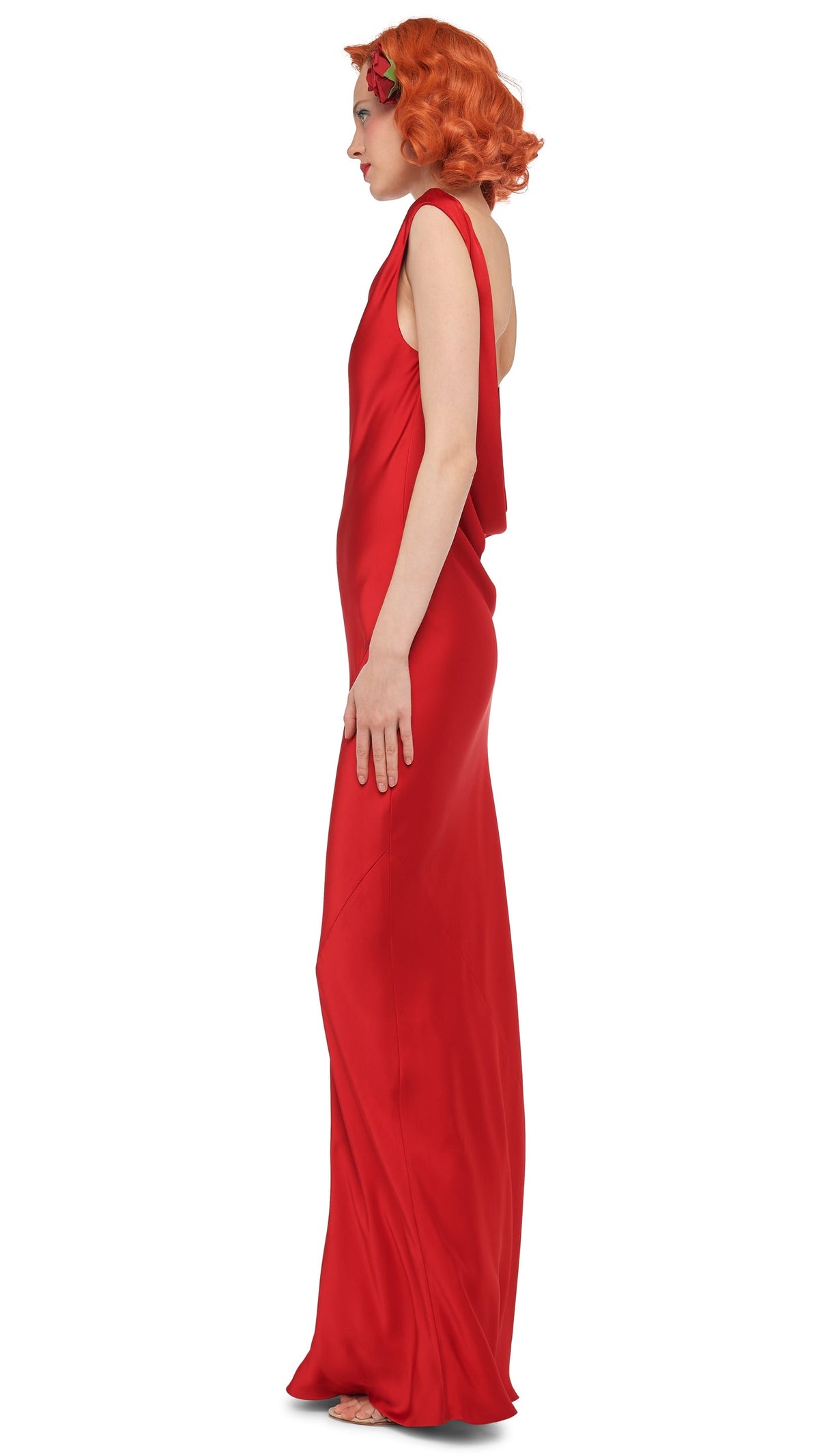 SLEEVELESS LOW BACK DRAPE GOWN Tiger Red | Norma Kamali Women
