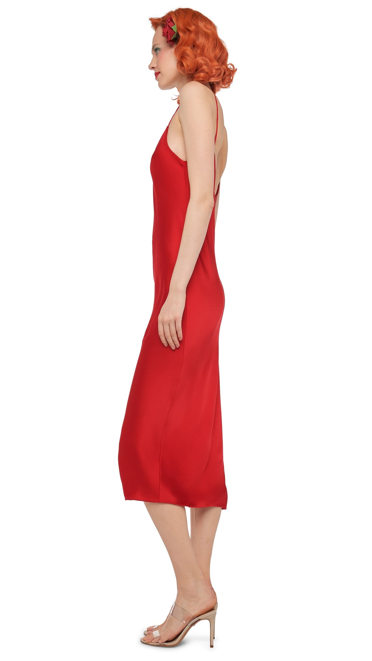 BIAS SLIP DRESS TO MIDCALF Tiger Red | Norma Kamali Women
