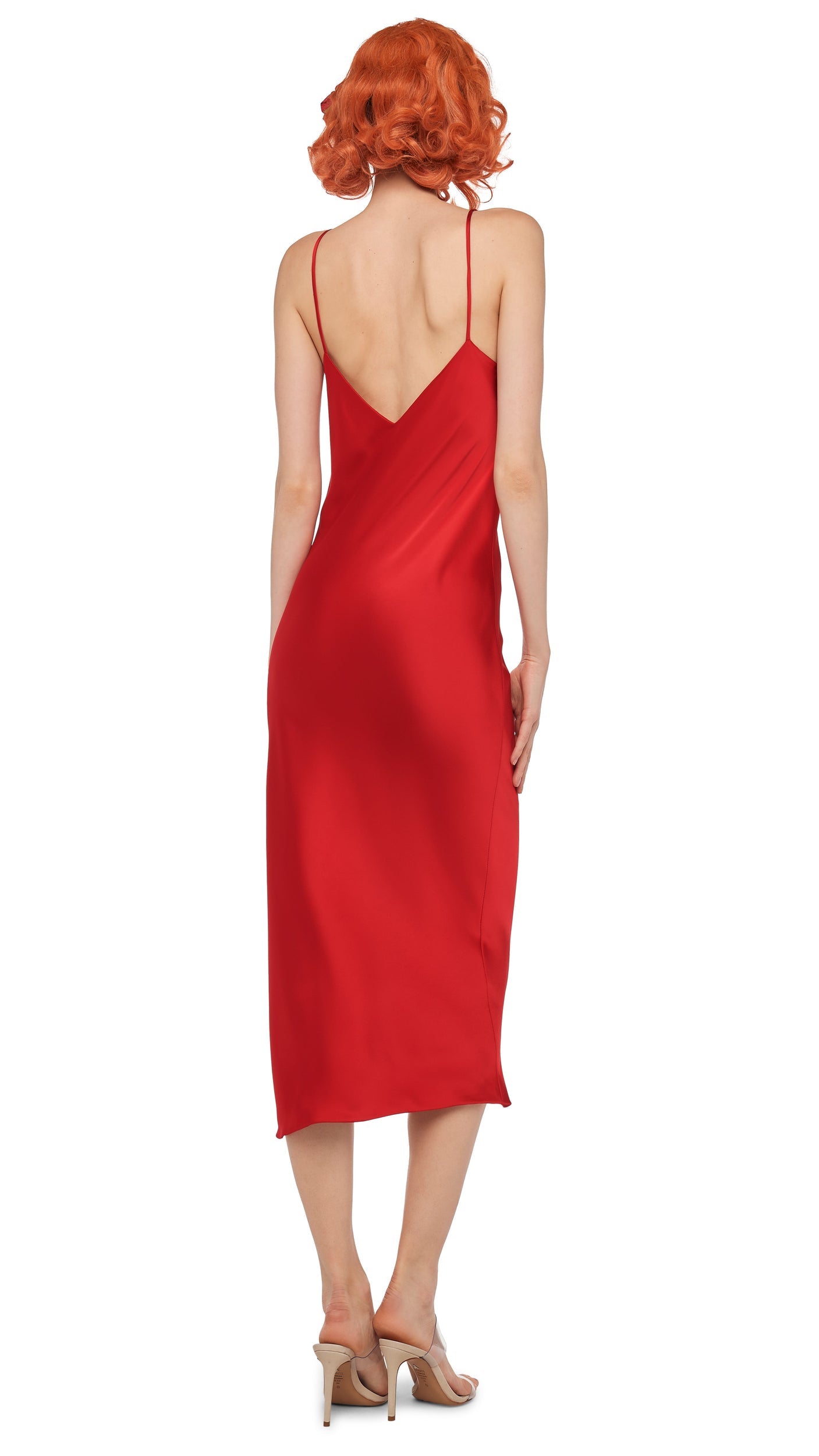 BIAS SLIP DRESS TO MIDCALF Tiger Red | Norma Kamali Women