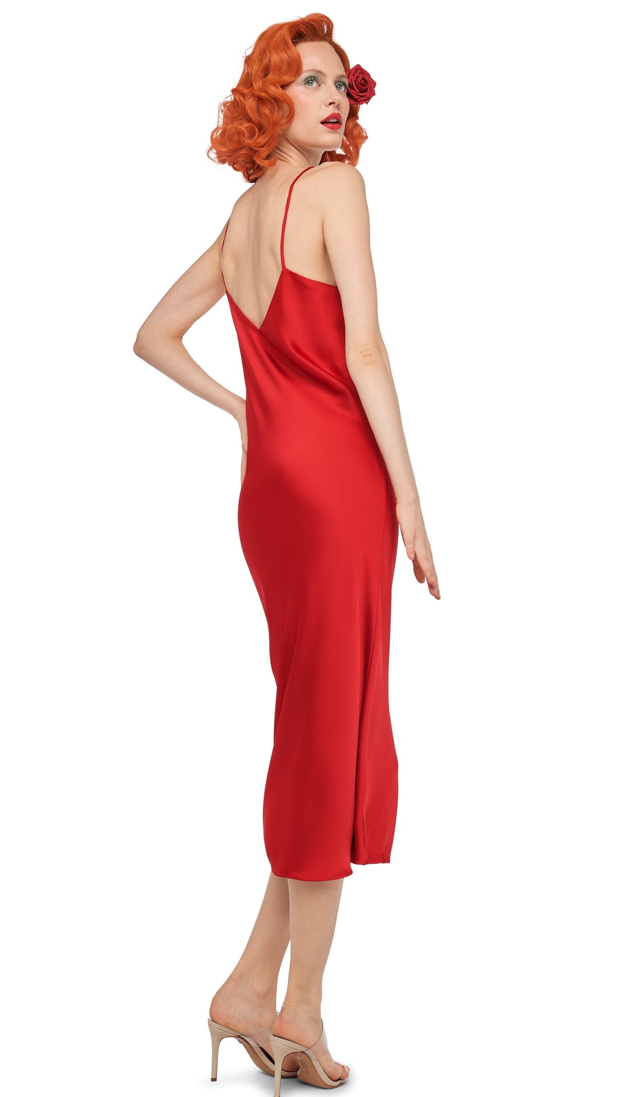 BIAS SLIP DRESS TO MIDCALF Tiger Red | Norma Kamali Women