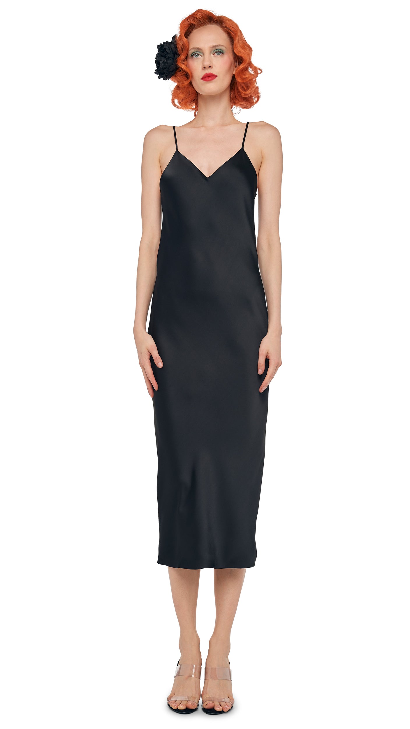 BIAS SLIP DRESS TO MIDCALF Black | Norma Kamali Women