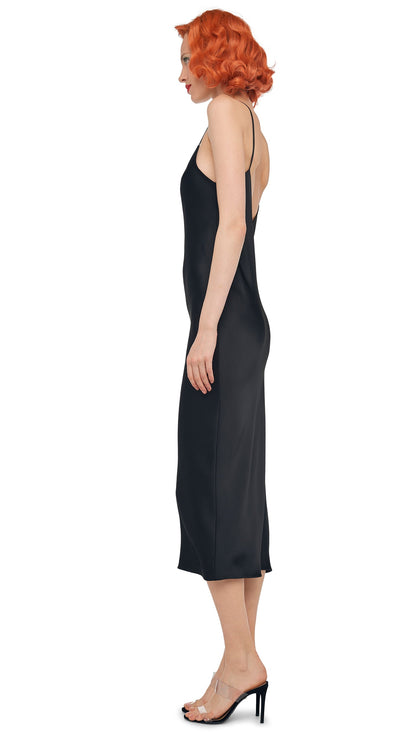 BIAS SLIP DRESS TO MIDCALF Black | Norma Kamali Women