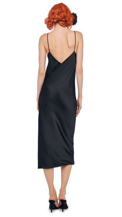 BIAS SLIP DRESS TO MIDCALF Black | Norma Kamali Women