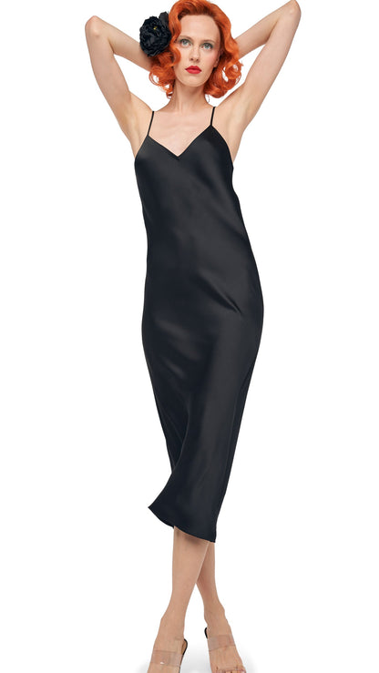 BIAS SLIP DRESS TO MIDCALF Black | Norma Kamali Women
