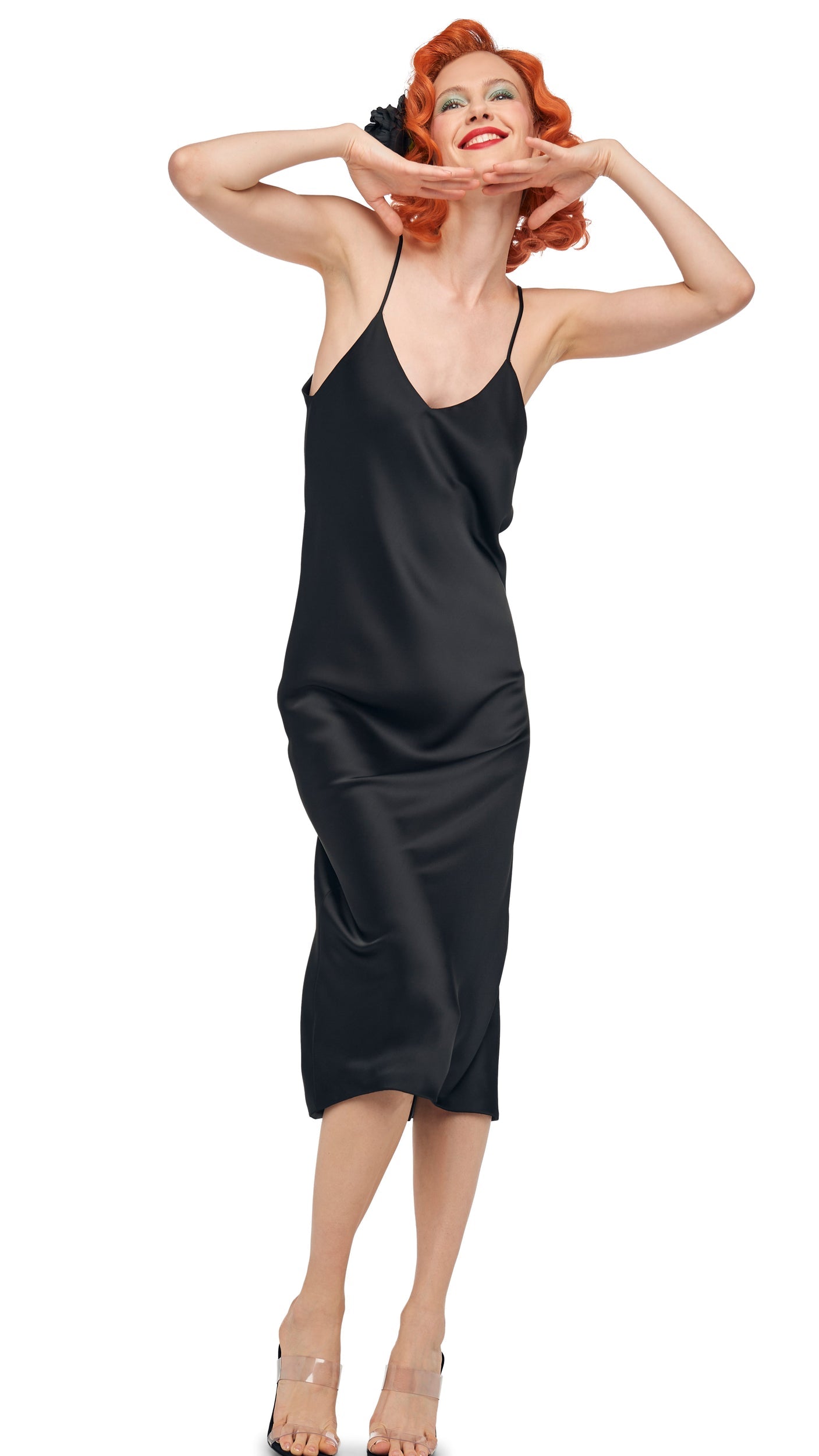 BIAS SLIP DRESS TO MIDCALF Black | Norma Kamali Women