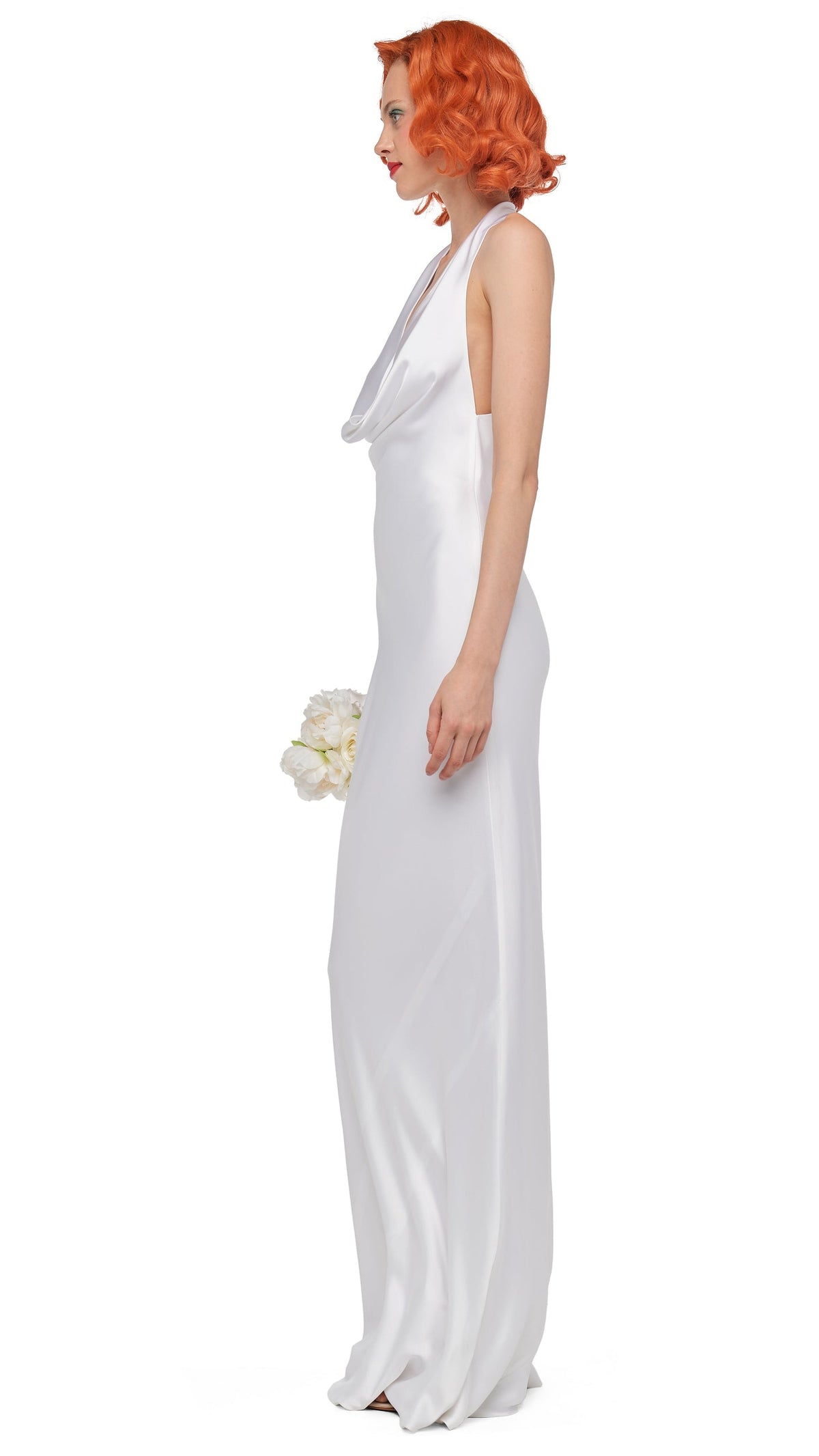 HALTER DRAPE BIAS GOWN Snow White | Norma Kamali Women