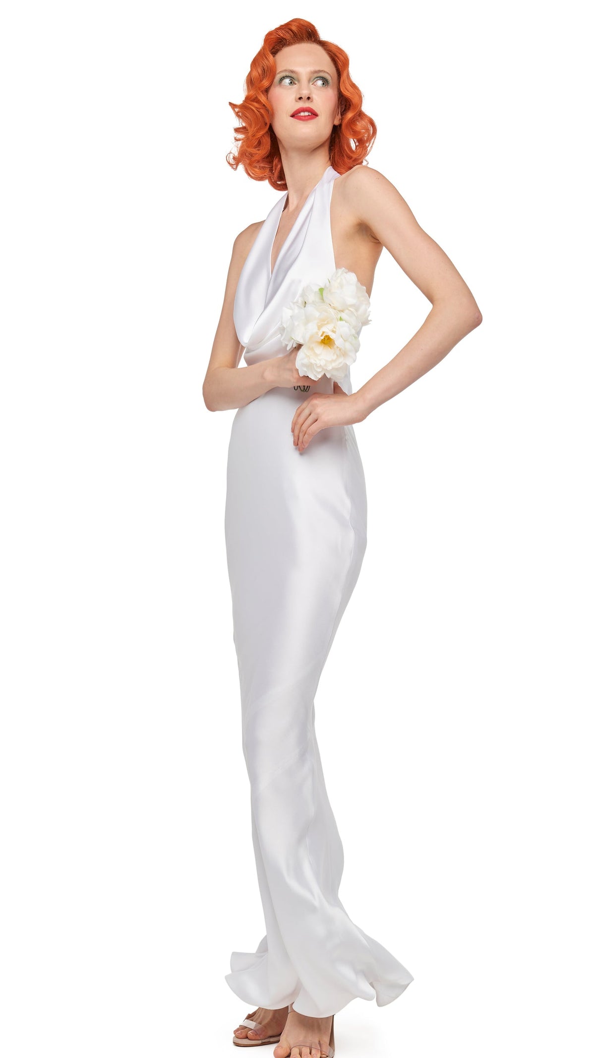 HALTER DRAPE BIAS GOWN Snow White | Norma Kamali Women