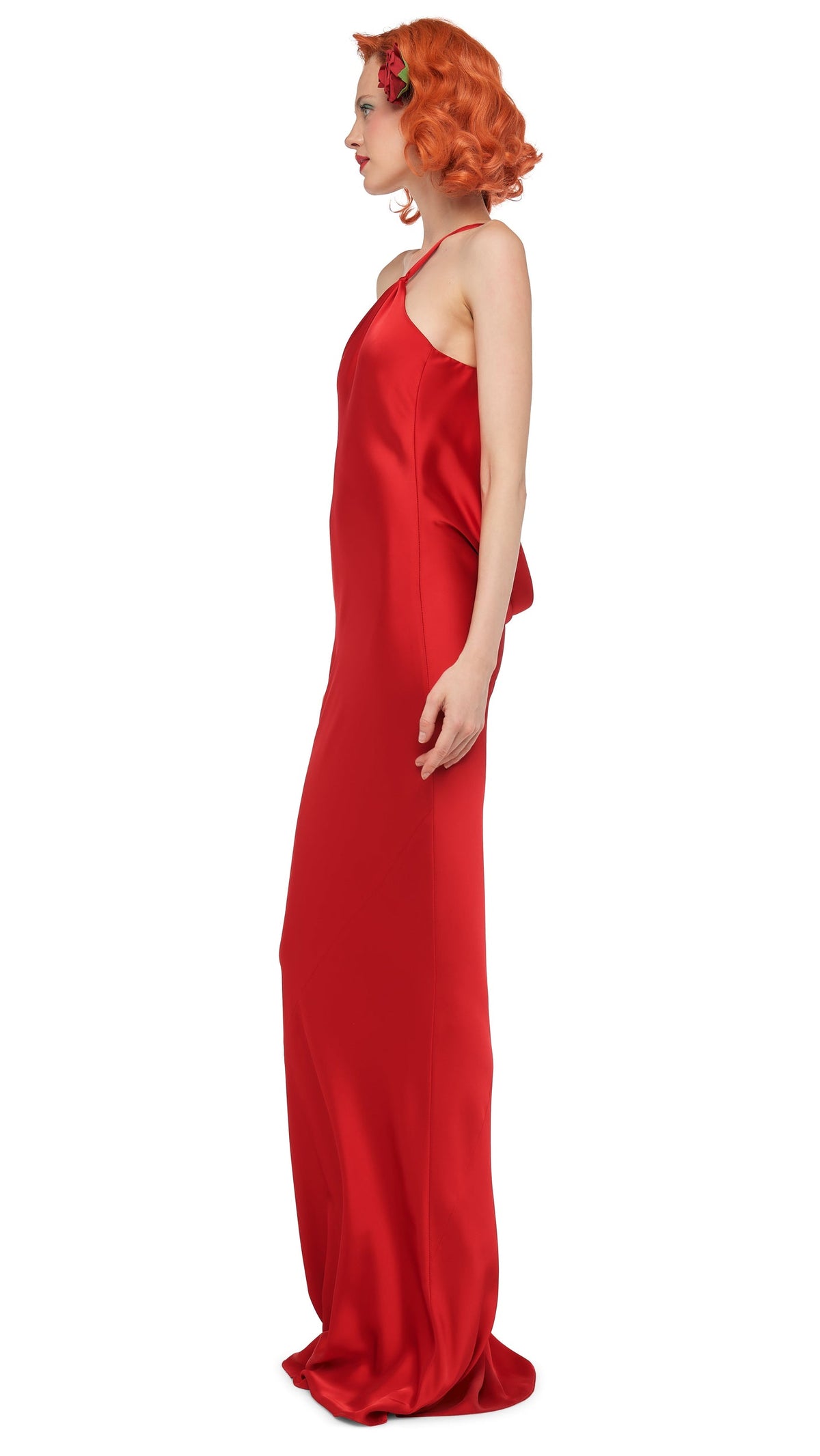 ONE SHOULDER BIAS GOWN Tiger Red | Norma Kamali Women