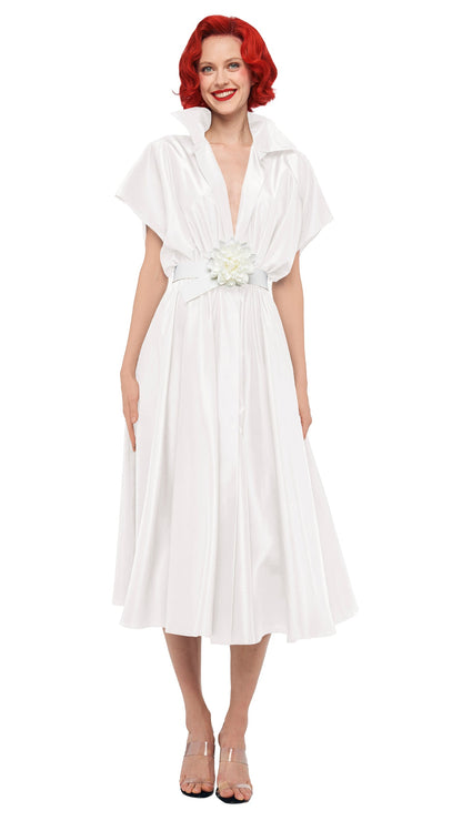SUPER OS SLEEVELESS BF NK SHIRT FLARED DRESS Snow White | Norma Kamali Women