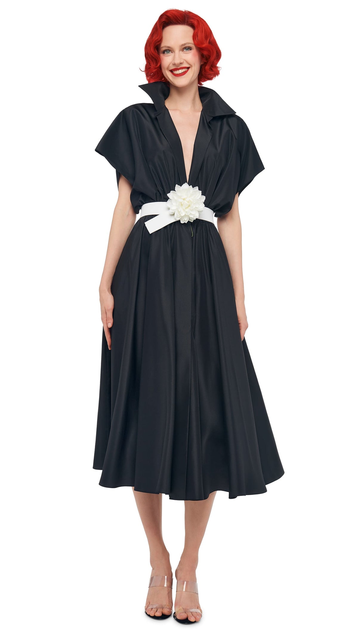 SUPER OS SLEEVELESS BF NK SHIRT FLARED DRESS Black | Norma Kamali Women