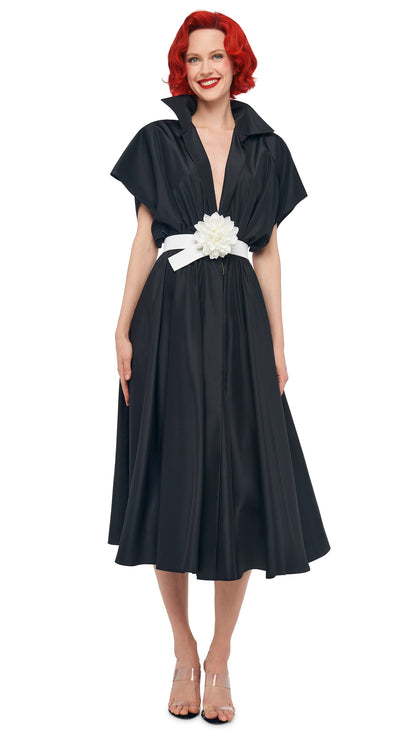 SUPER OS SLEEVELESS BF NK SHIRT FLARED DRESS Black | Norma Kamali Women