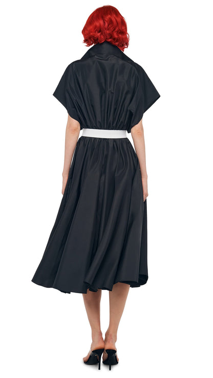 SUPER OS SLEEVELESS BF NK SHIRT FLARED DRESS Black | Norma Kamali Women