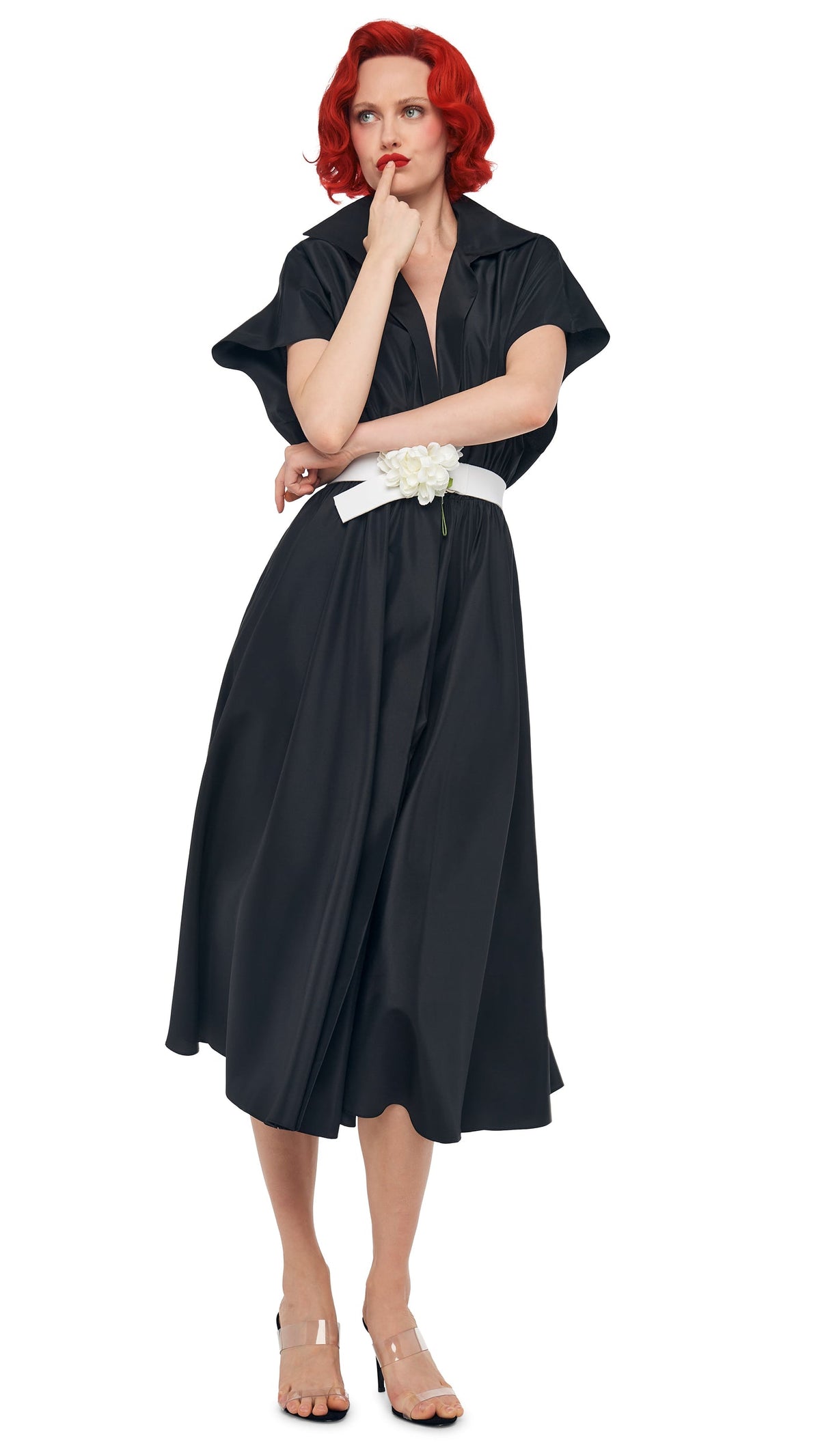 SUPER OS SLEEVELESS BF NK SHIRT FLARED DRESS Black | Norma Kamali Women