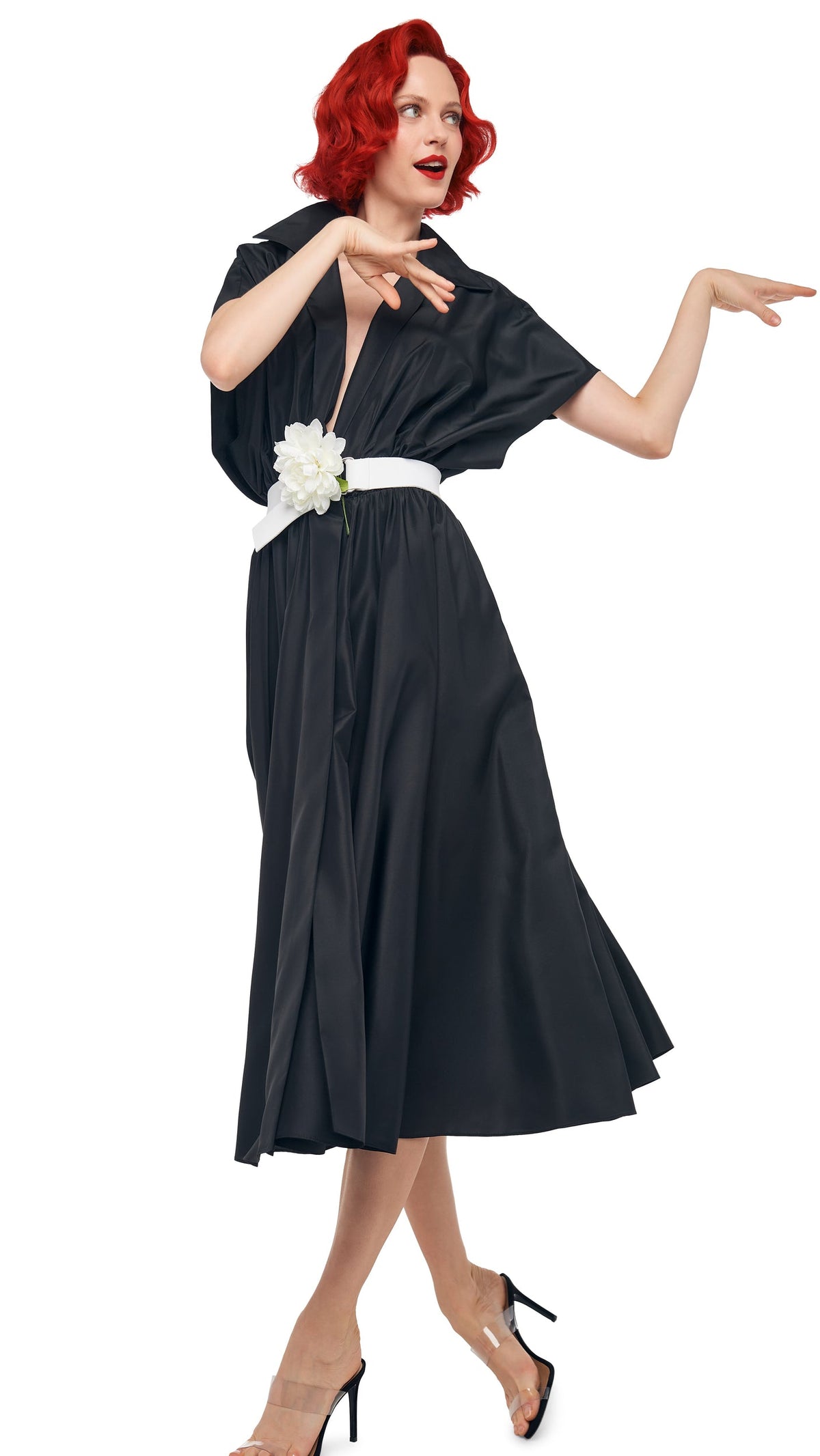 SUPER OS SLEEVELESS BF NK SHIRT FLARED DRESS Black | Norma Kamali Women
