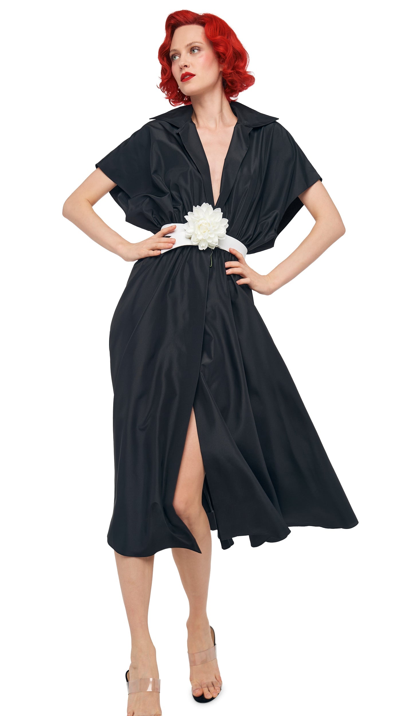 SUPER OS SLEEVELESS BF NK SHIRT FLARED DRESS Black | Norma Kamali Women