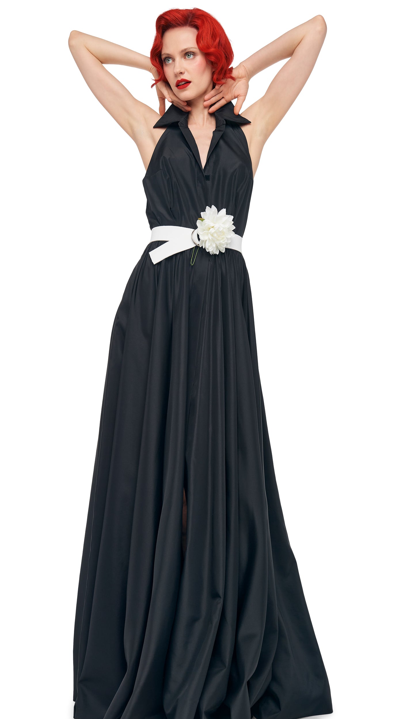 NK HALTER FLARED GOWN Black | Norma Kamali Women