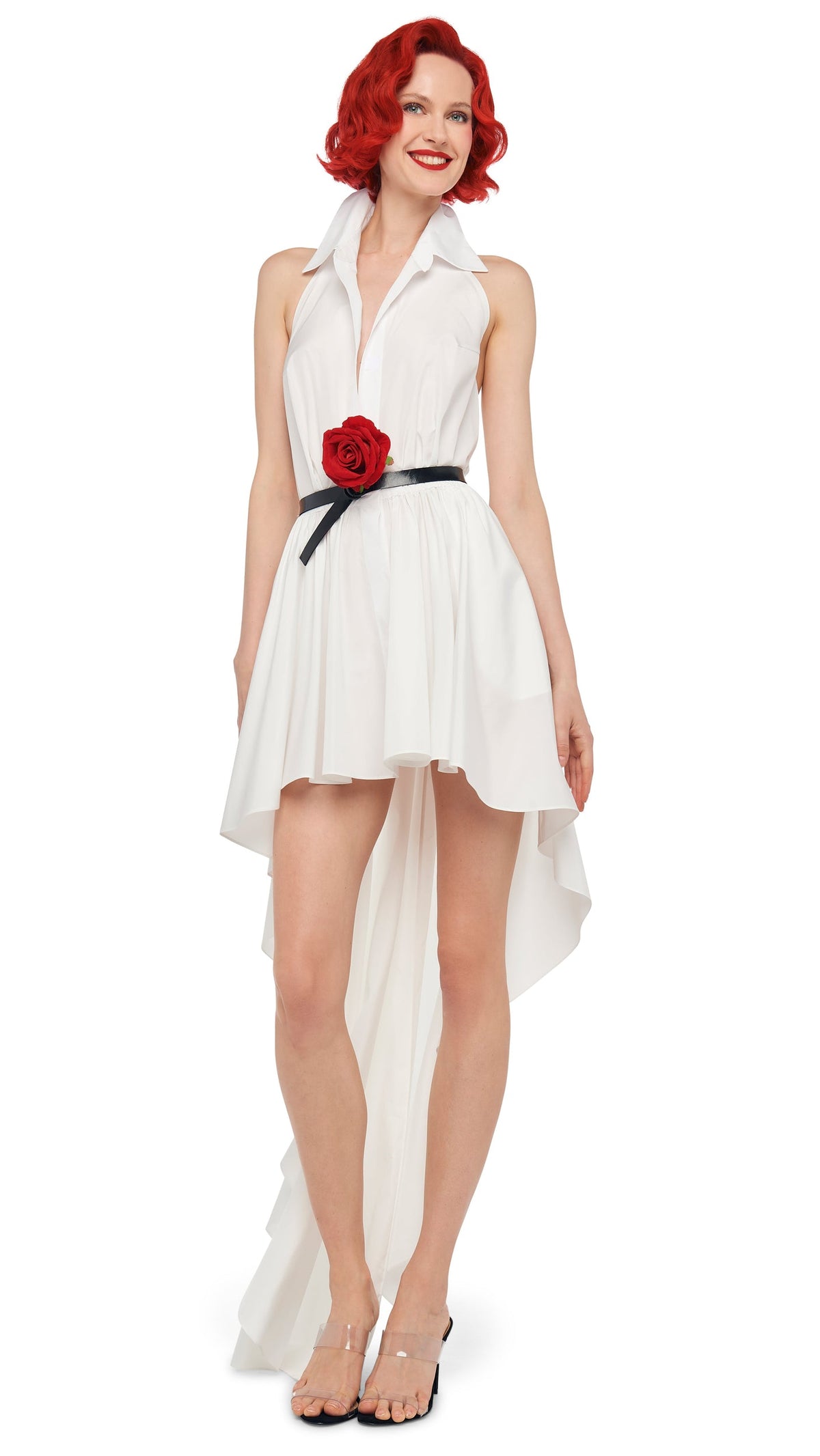 HI LOW NK HALTER FLARED DRESS Snow White | Norma Kamali Women