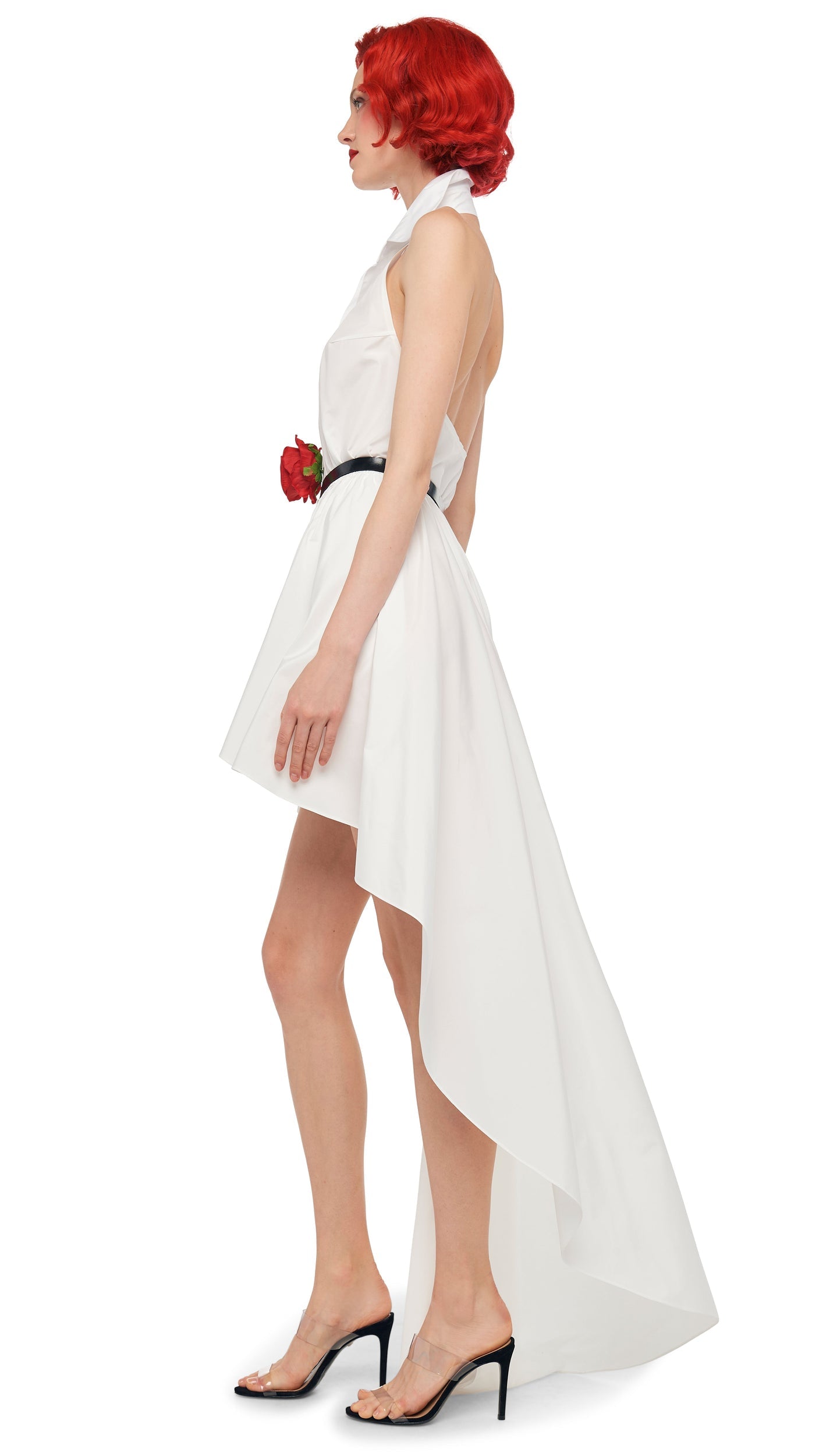HI LOW NK HALTER FLARED DRESS Snow White | Norma Kamali Women