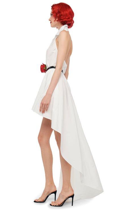 HI LOW NK HALTER FLARED DRESS Snow White | Norma Kamali Women