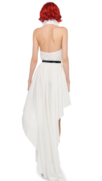 HI LOW NK HALTER FLARED DRESS Snow White | Norma Kamali Women