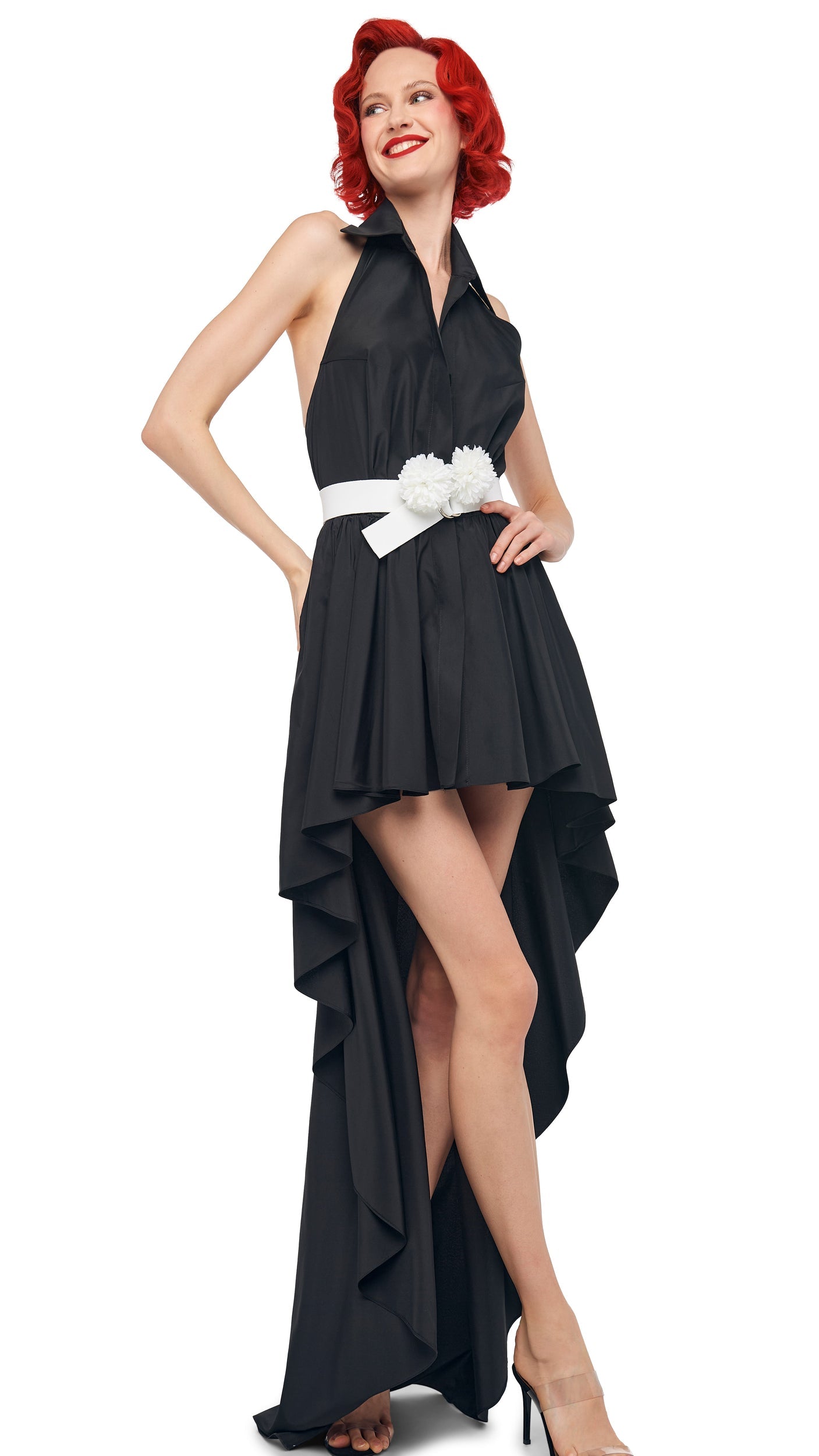 HI LOW NK HALTER FLARED DRESS Black | Norma Kamali Women