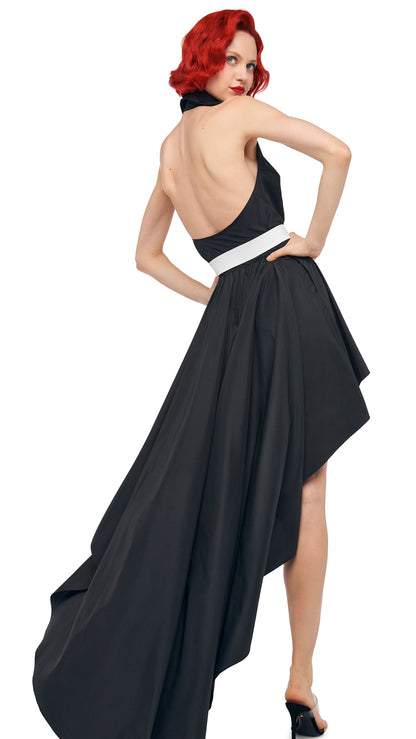 HI LOW NK HALTER FLARED DRESS Black | Norma Kamali Women