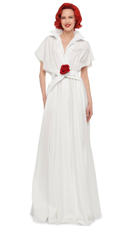 SUPER OS SLEEVELESS BF NK SHIRT FLARED GOWN Snow White | Norma Kamali Women