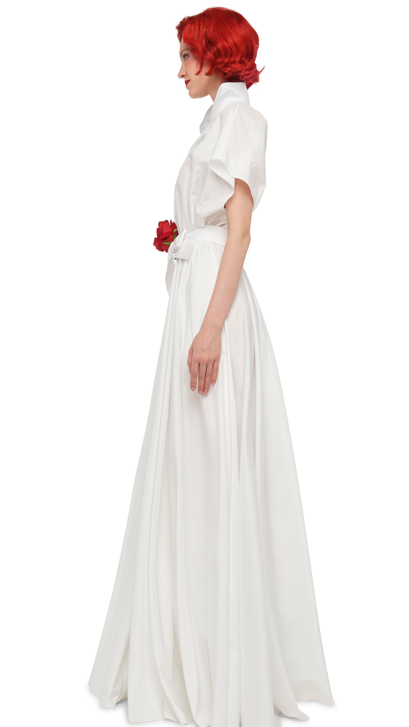 SUPER OS SLEEVELESS BF NK SHIRT FLARED GOWN Snow White | Norma Kamali Women