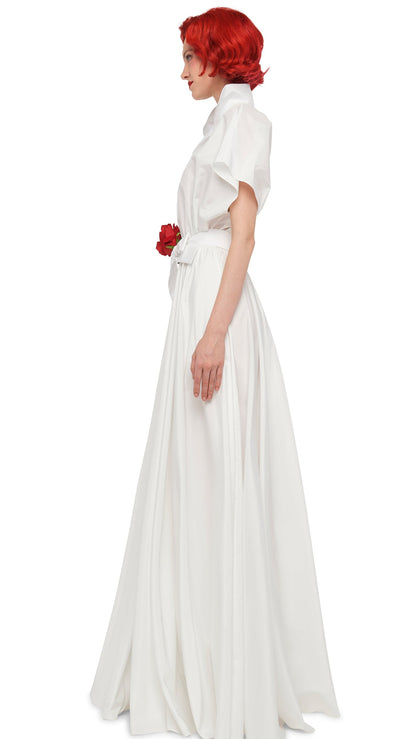 SUPER OS SLEEVELESS BF NK SHIRT FLARED GOWN Snow White | Norma Kamali Women