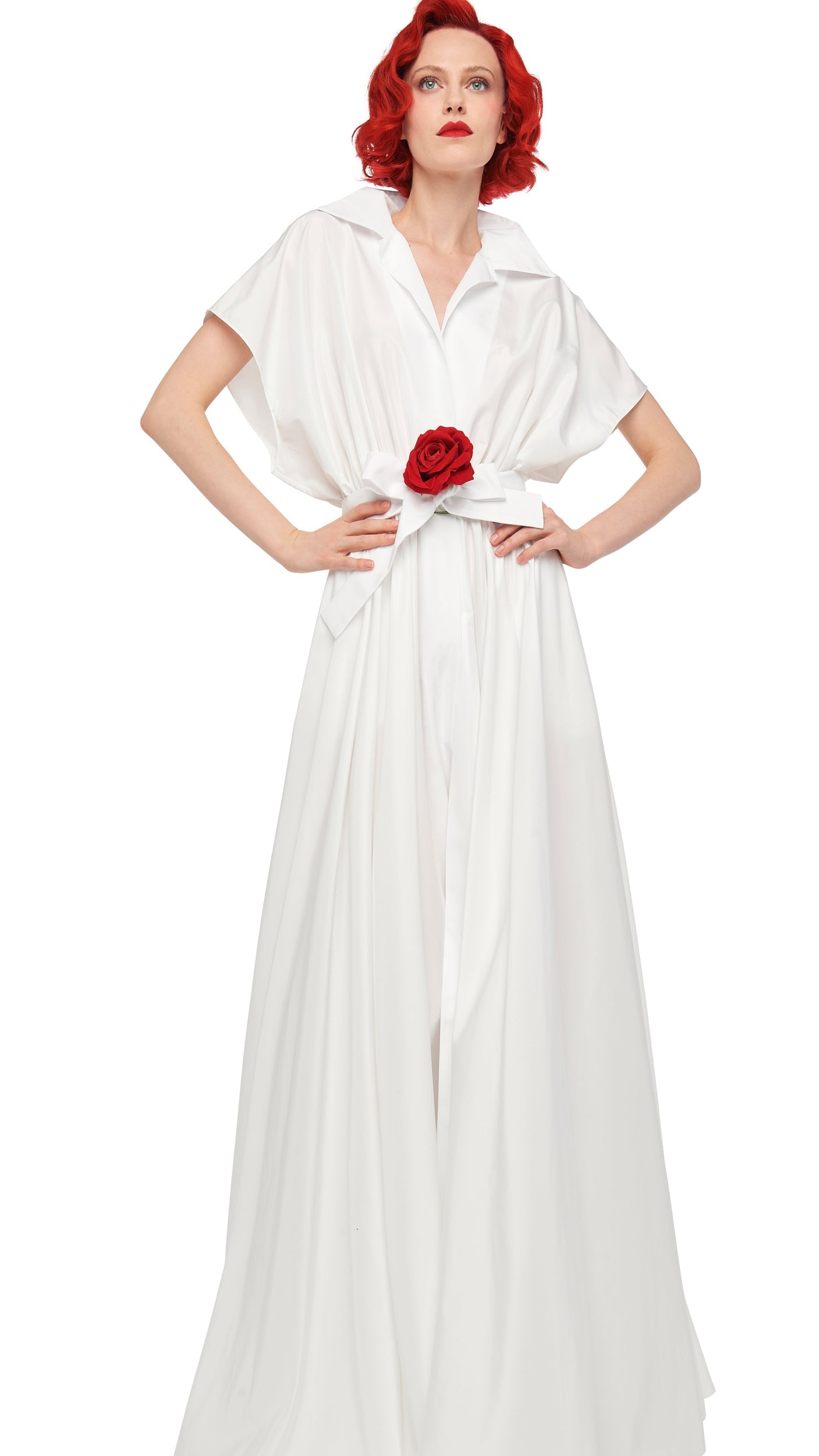 SUPER OS SLEEVELESS BF NK SHIRT FLARED GOWN Snow White | Norma Kamali Women