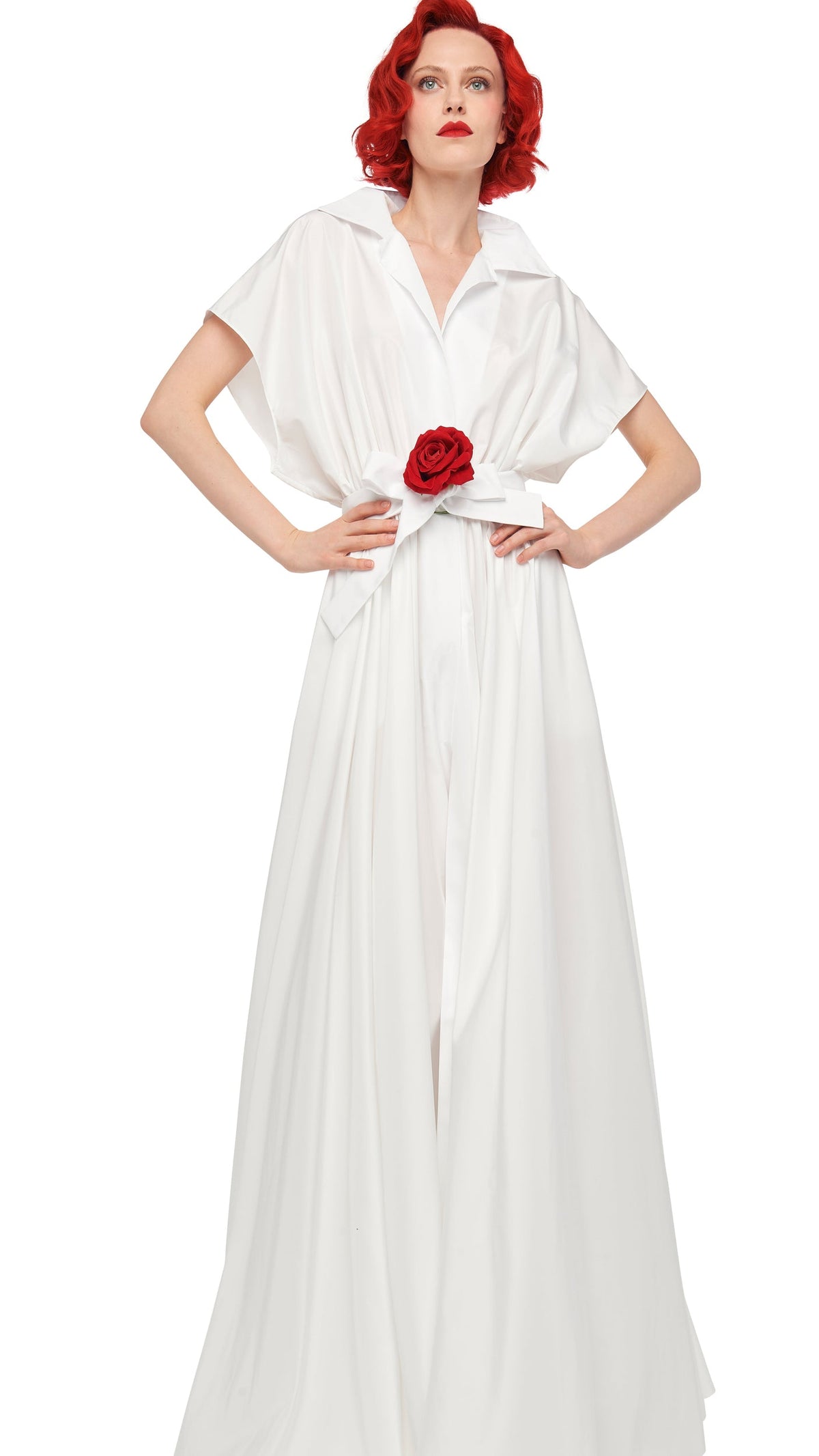 SUPER OS SLEEVELESS BF NK SHIRT FLARED GOWN Snow White | Norma Kamali Women