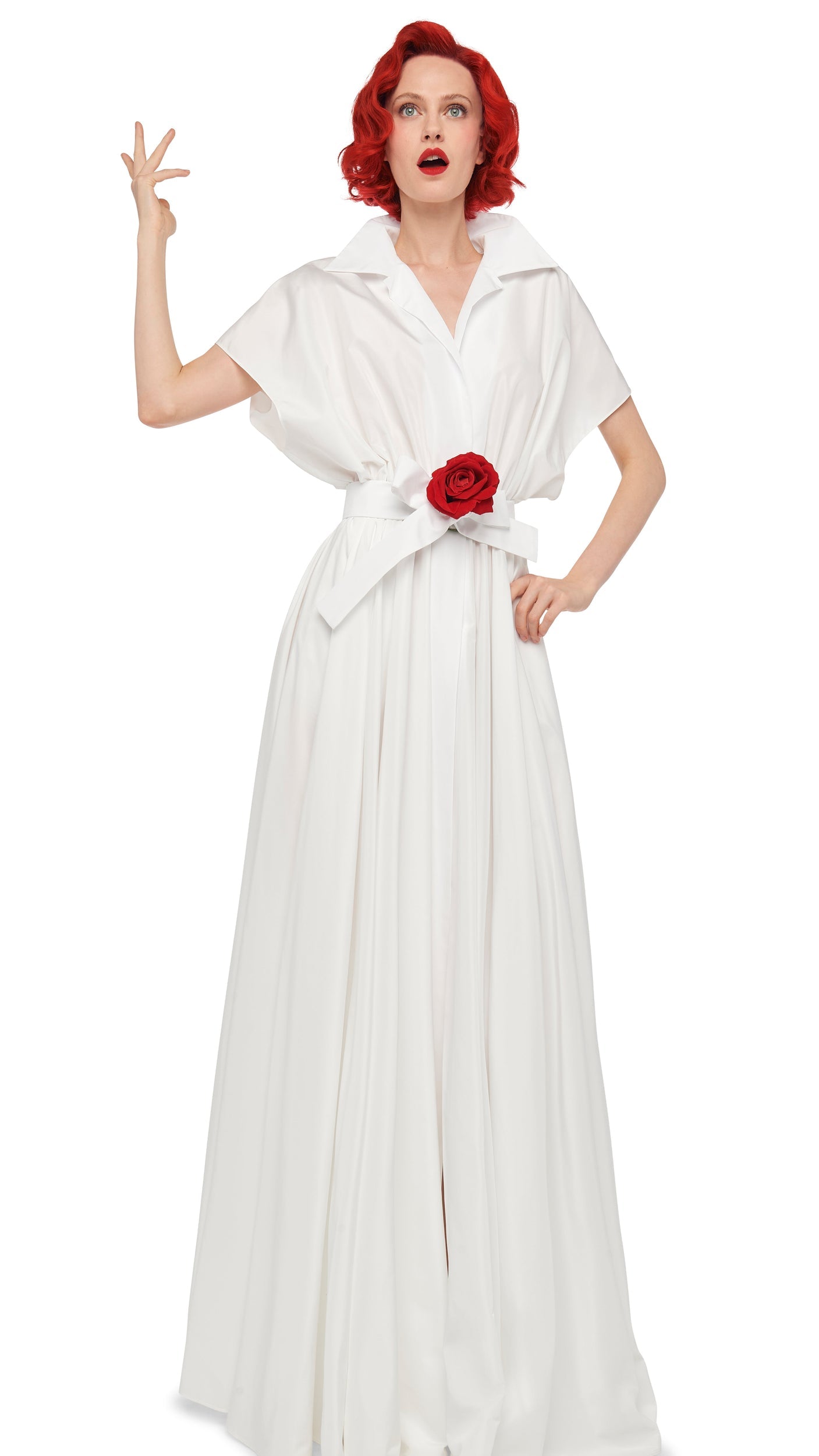SUPER OS SLEEVELESS BF NK SHIRT FLARED GOWN Snow White | Norma Kamali Women