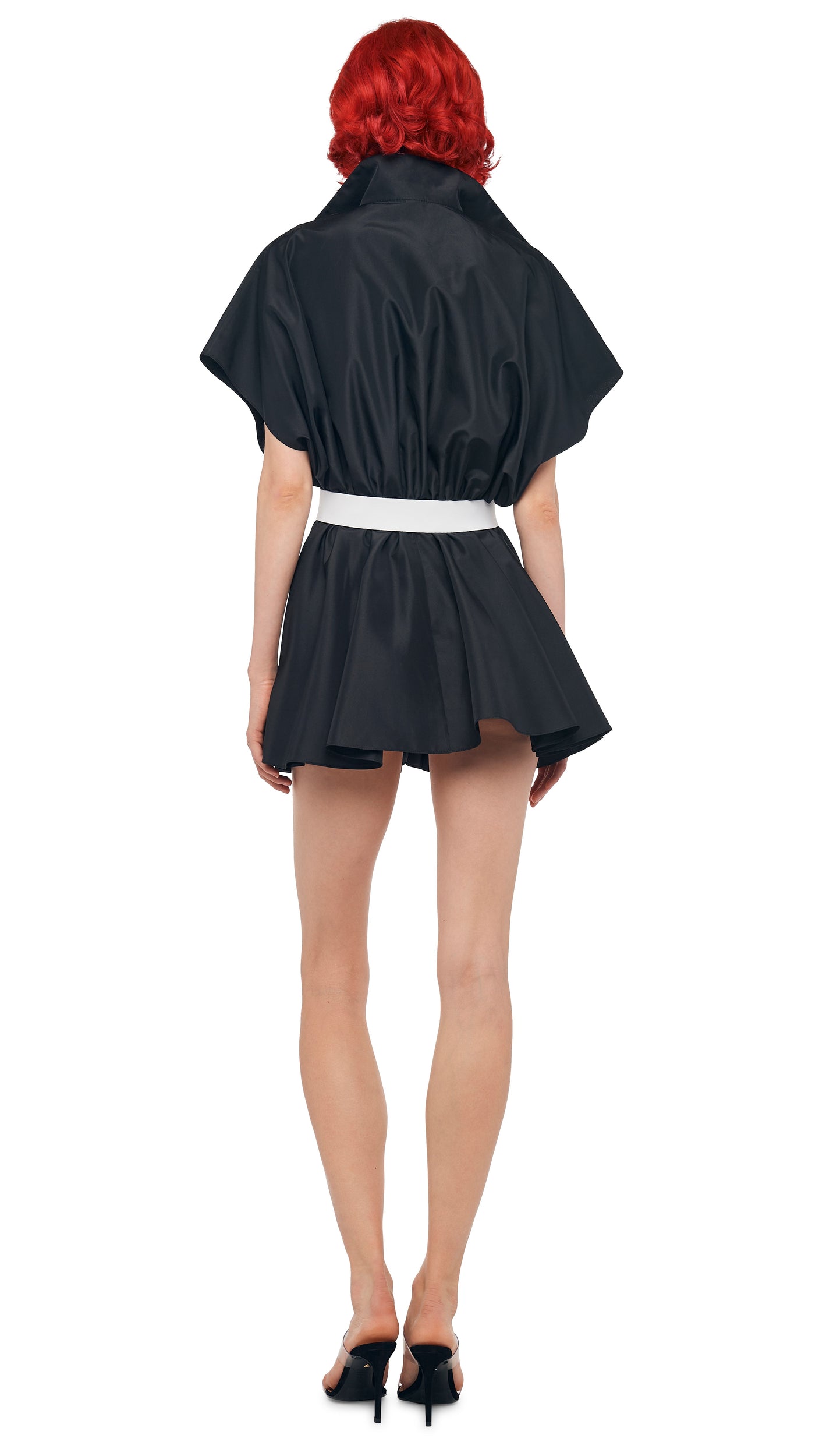 SUPER OS SLEEVELESS BF NK SHIRT FLARED MINI DRESS Black | Norma Kamali Women