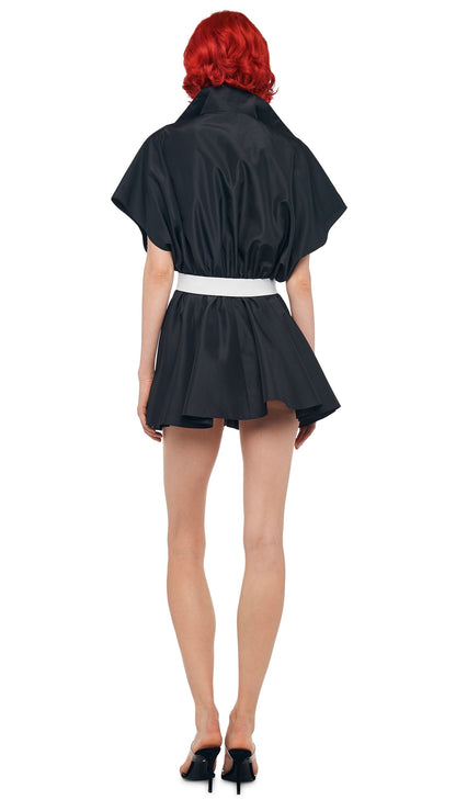 SUPER OS SLEEVELESS BF NK SHIRT FLARED MINI DRESS Black | Norma Kamali Women