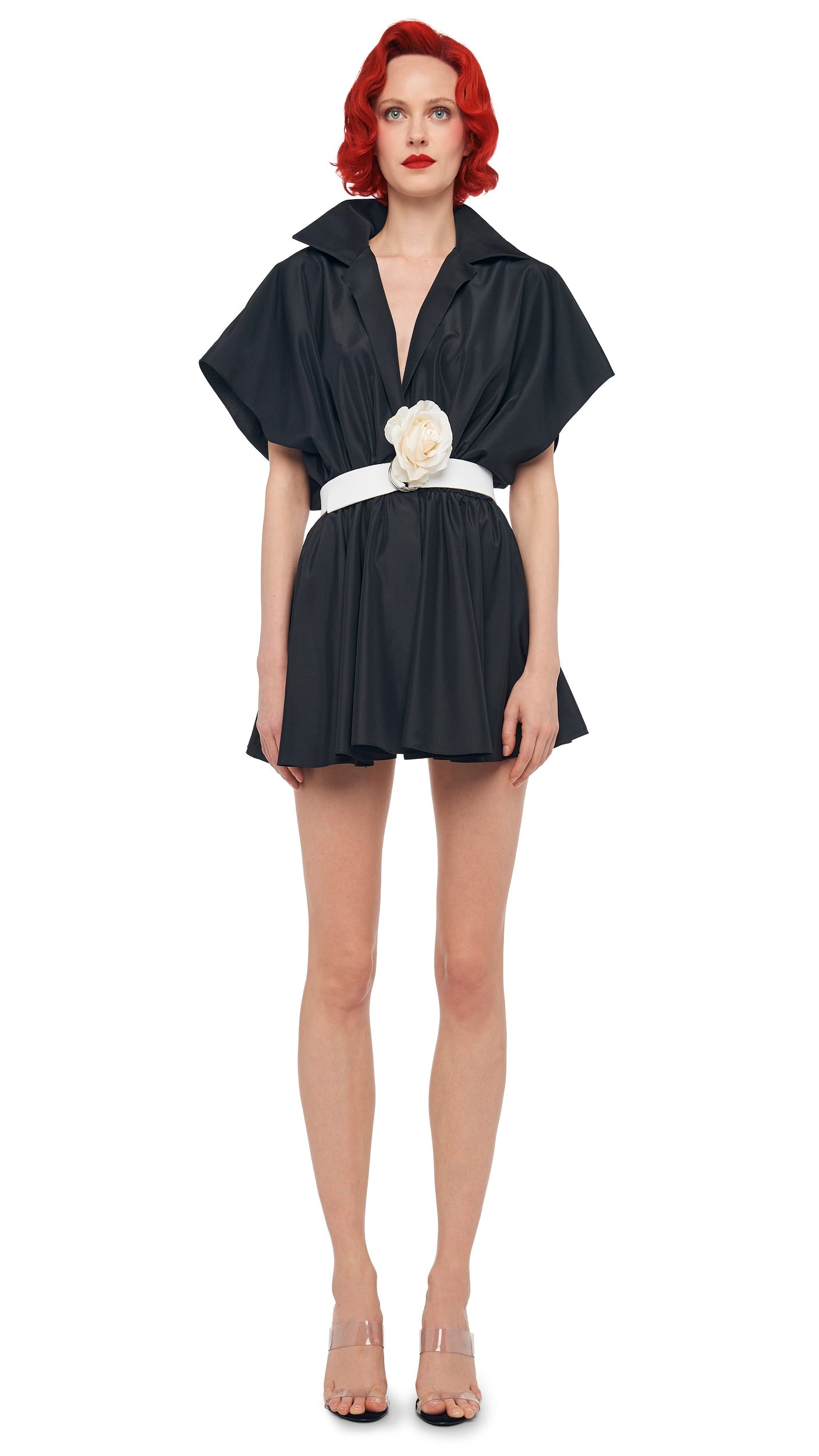 SUPER OS SLEEVELESS BF NK SHIRT FLARED MINI DRESS Black | Norma Kamali Women