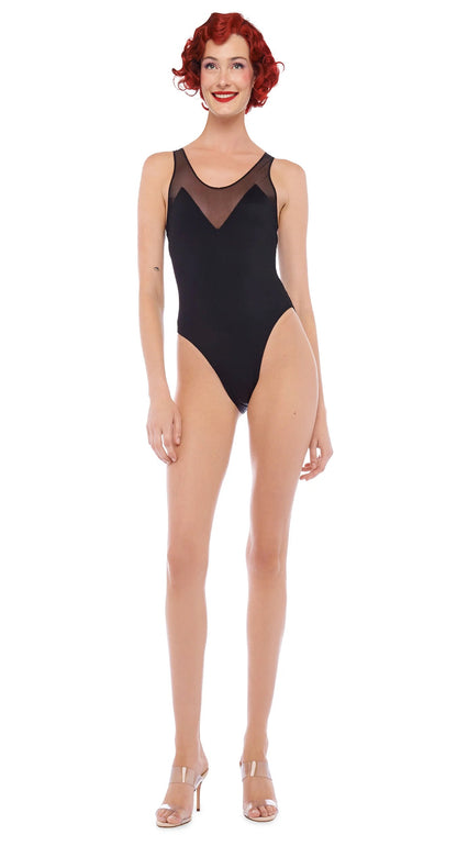 LOW BACK RACER MIO W/ MESH SIDES Black/Black Mesh | Norma Kamali Women