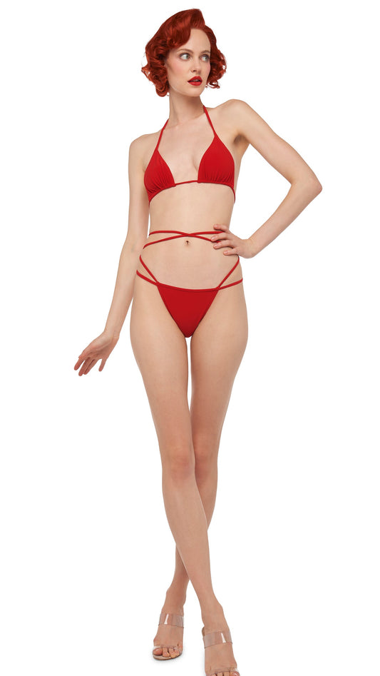CRISS CROSS BRA / BOTTOM Tiger Red | Norma Kamali Women