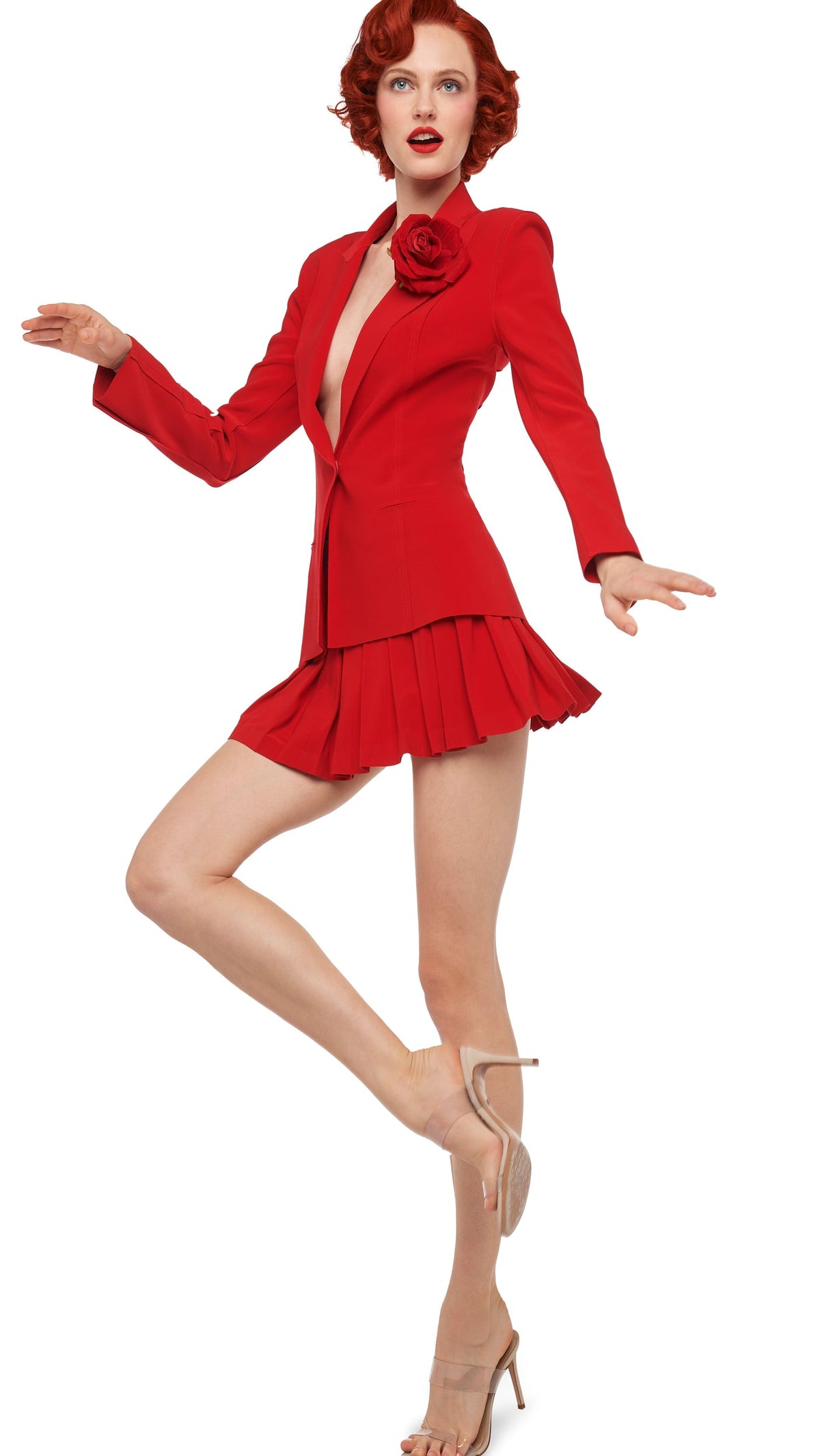 PLEATED PICKLEBALL SKIRT Tiger Red | Norma Kamali Women