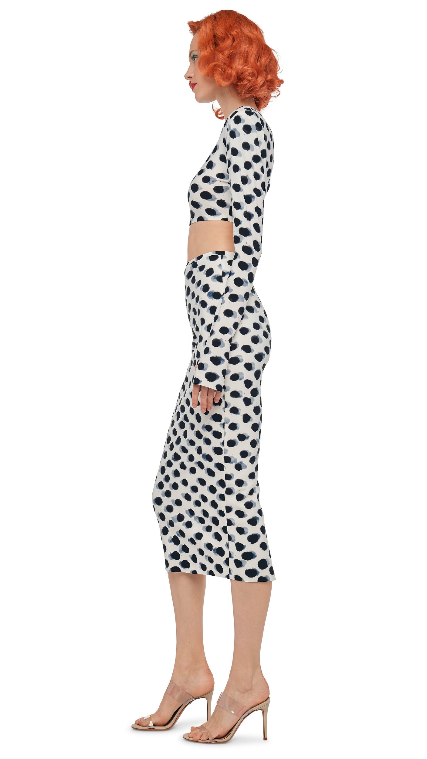 STRAIGHT SKIRT TO MIDCALF Paint Dots | Norma Kamali Women