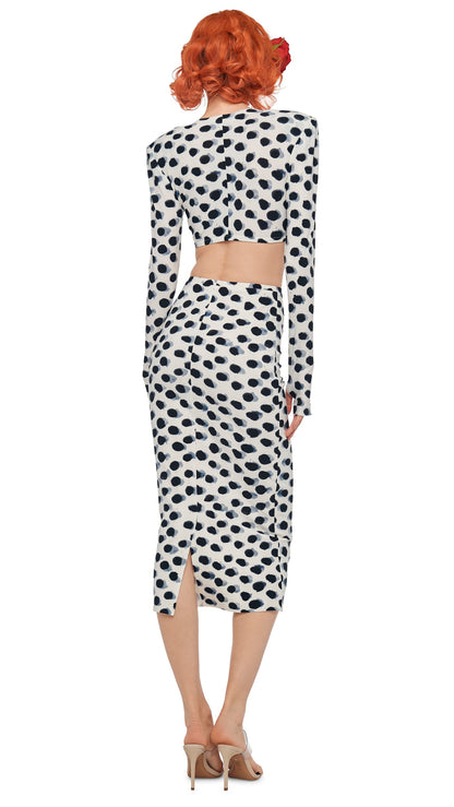 STRAIGHT SKIRT TO MIDCALF Paint Dots | Norma Kamali Women