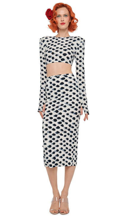 STRAIGHT SKIRT TO MIDCALF Paint Dots | Norma Kamali Women
