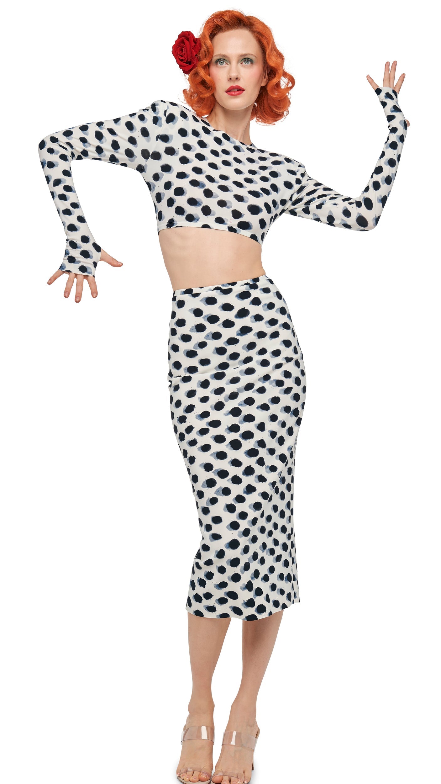 STRAIGHT SKIRT TO MIDCALF Paint Dots | Norma Kamali Women