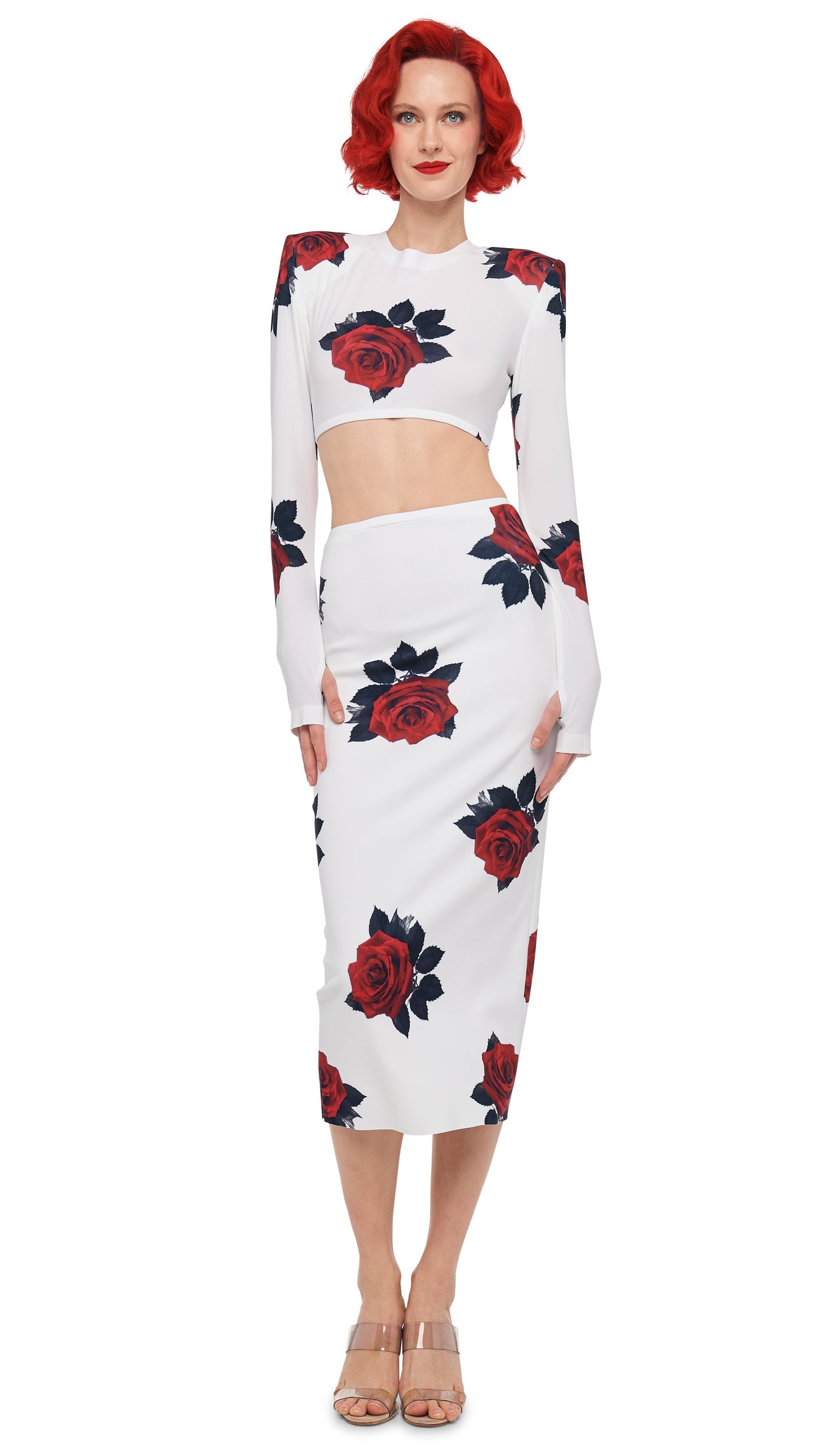 STRAIGHT SKIRT TO MIDCALF Red Rose | Norma Kamali Women